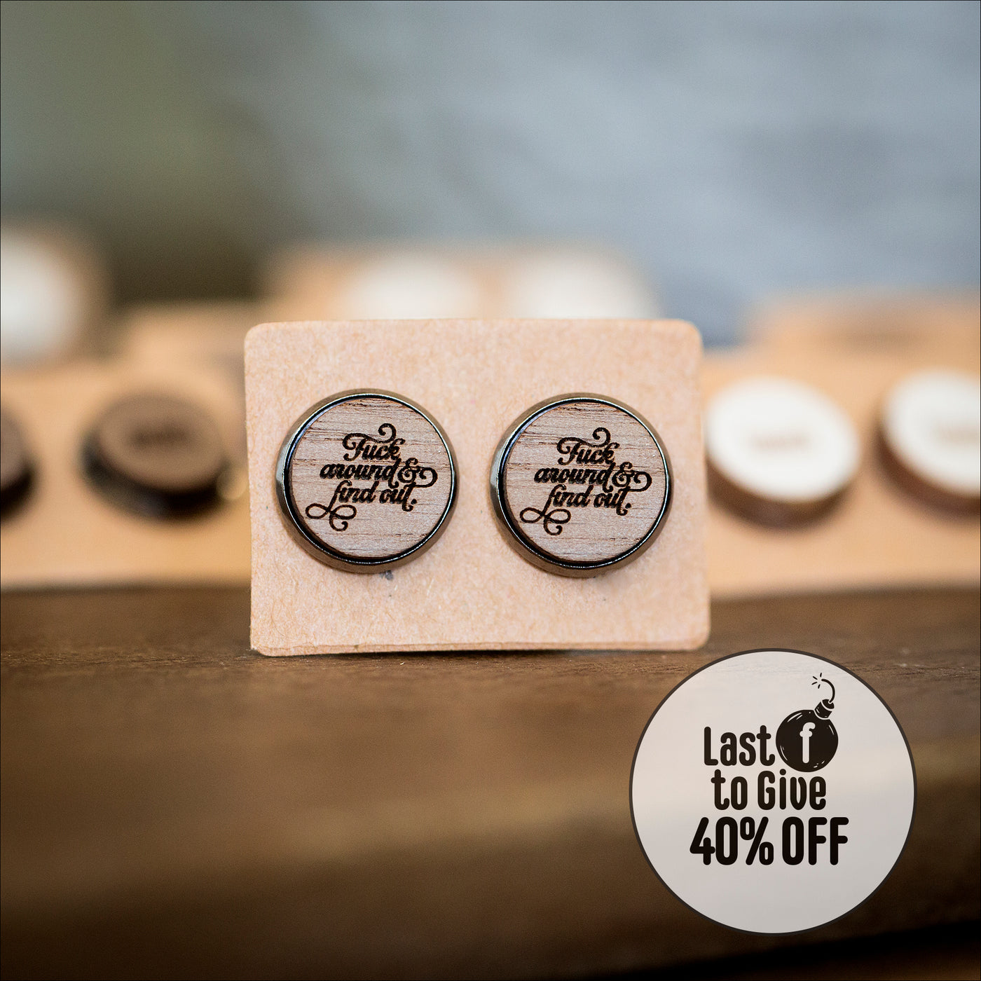 Earrings (Wood) - The last f-bomb to Give BOGO / druzy style