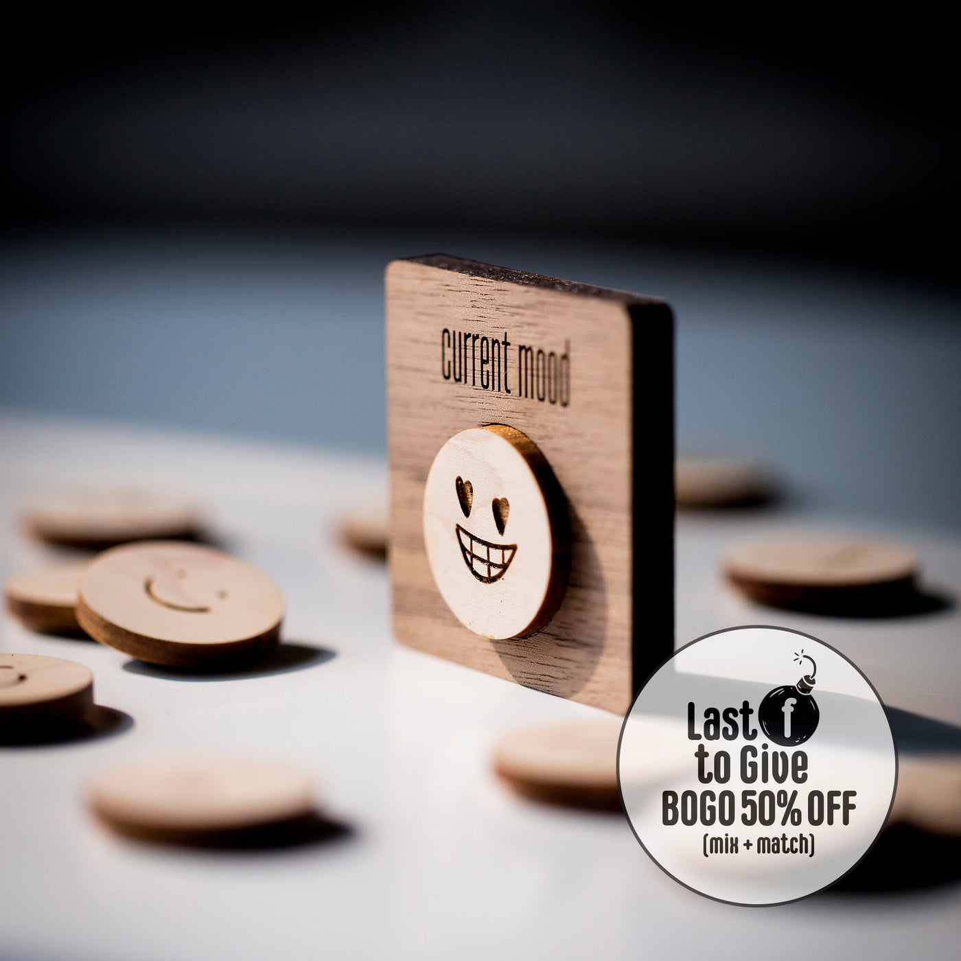 Magnets (Wood) - Interchangeable Mood (emoji) BOGO - mix + match