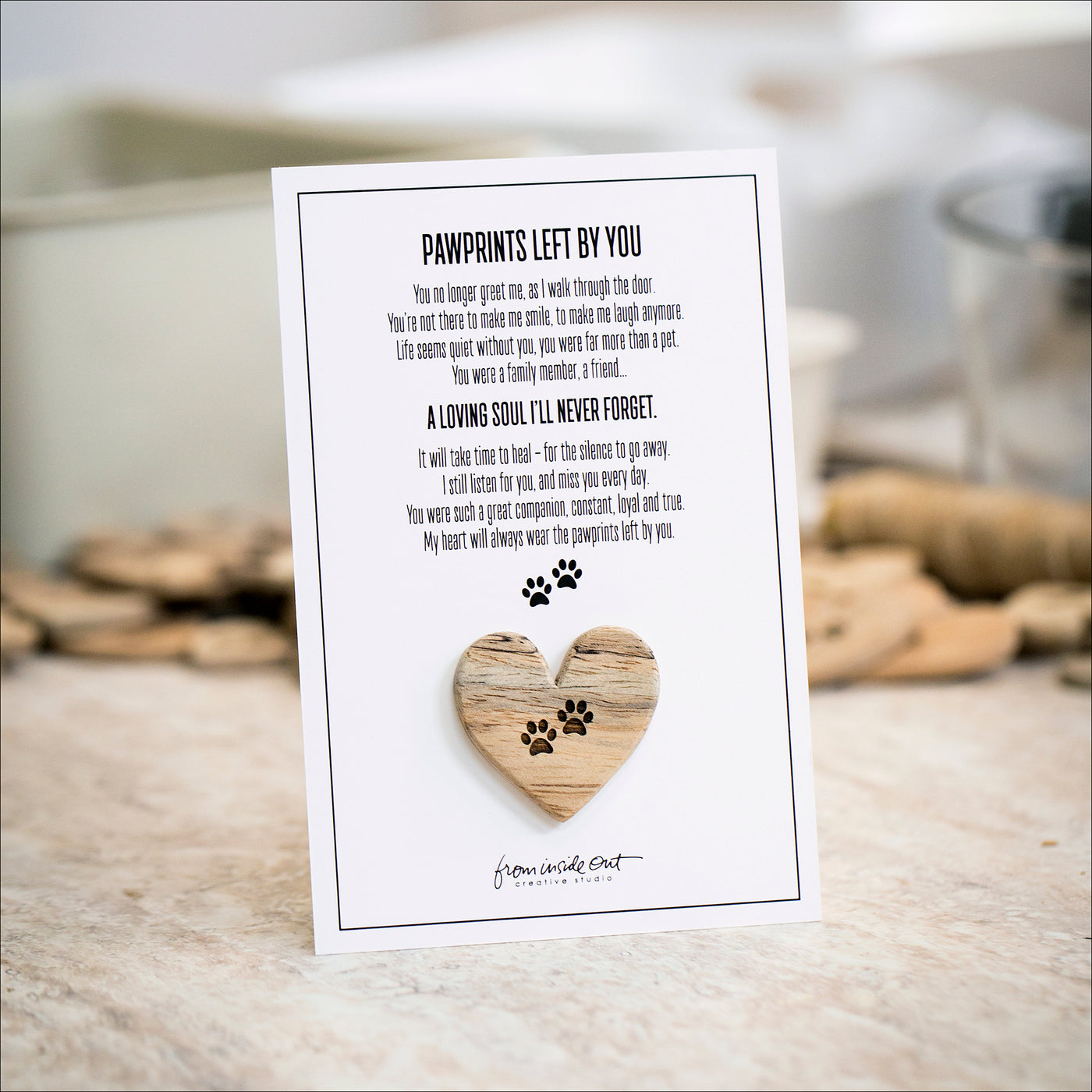 Wood Hearts (Mango) - Pawprints left by you..